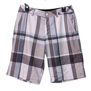 O'Neill Hybrid Plaid Casual Walk Shorts Mens Size 30‎ Bottle Opener Fin Key